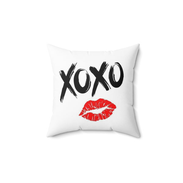 XoXo Red Lipstick Faux Suede Square Pillow