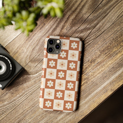 Autumn Checkered Floral Slim iPhone Case