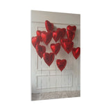 Red Heart Balloons Matte Canvas, Stretched