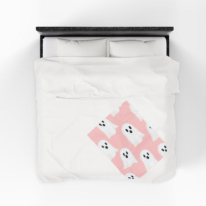 Cute Ghost Pattern Pink Velveteen Plush Blanket