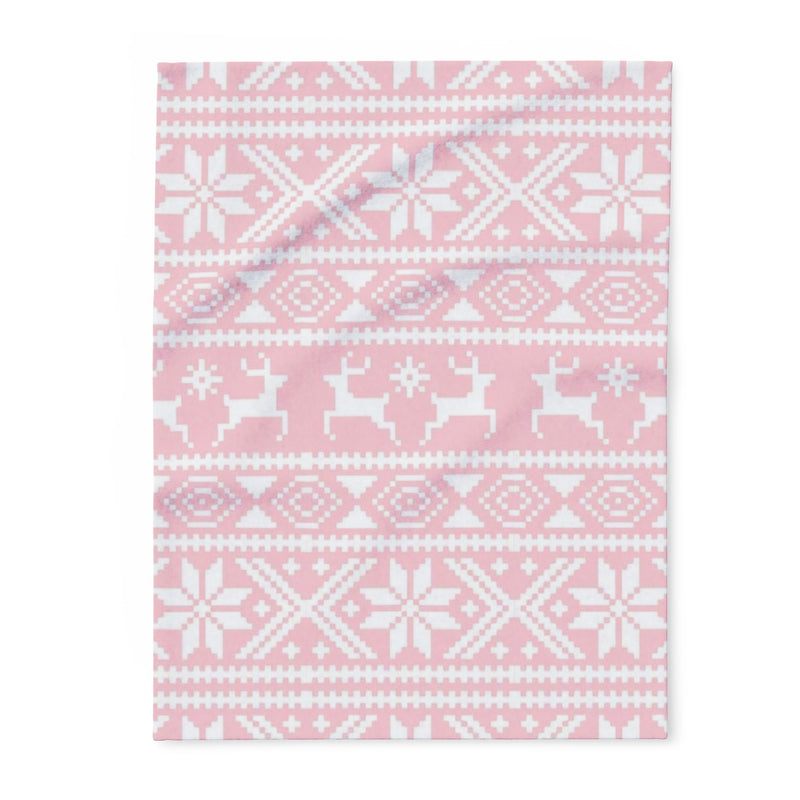 Pink Tribal Reindeer Arctic Fleece Blanket