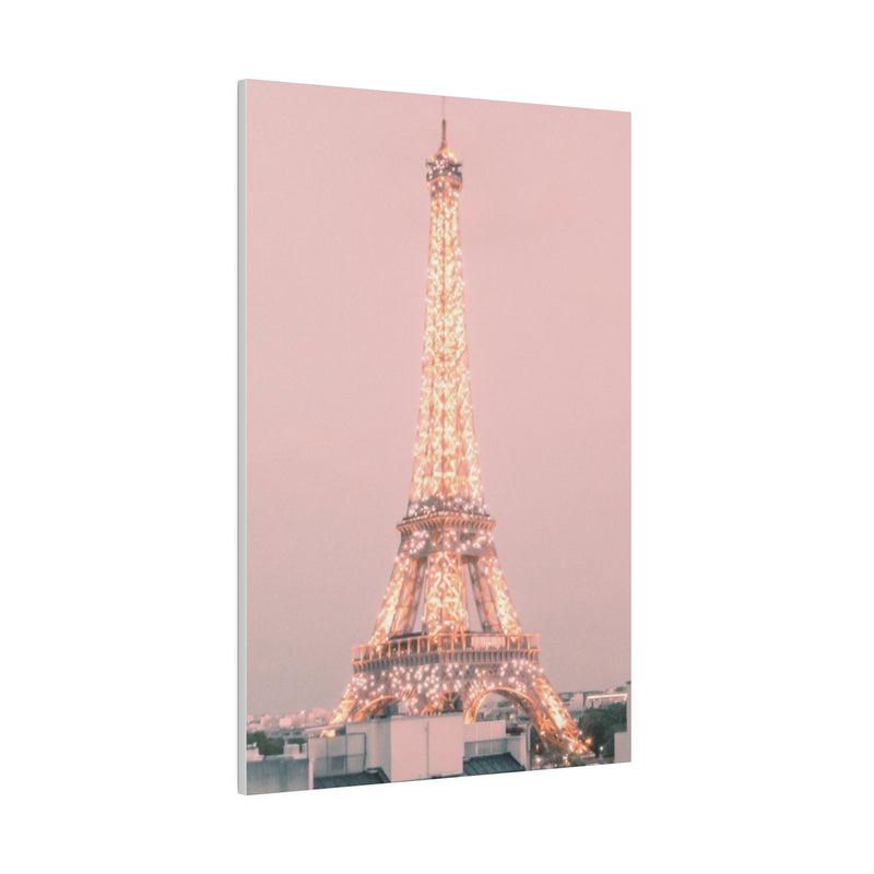 Sunset Paris Eiffel Tower Matte Canvas, Stretched