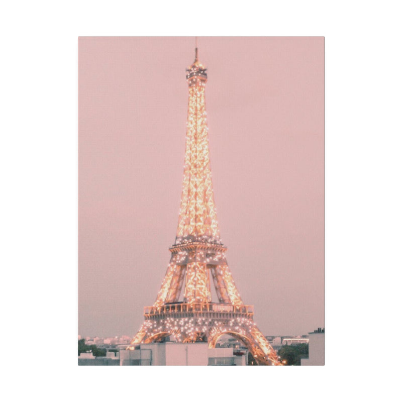 Sunset Paris Eiffel Tower Matte Canvas, Stretched