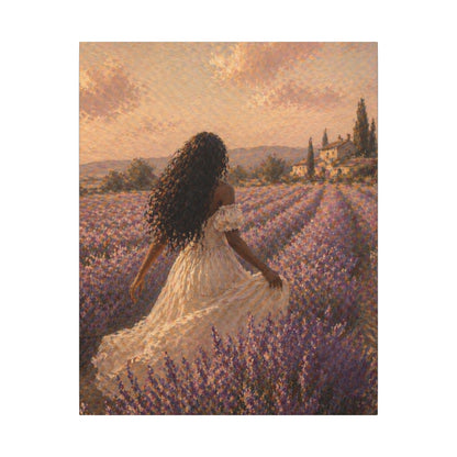 Lavender Field Canvas Print — Woman in Spring Meadow (Matte Stretched)