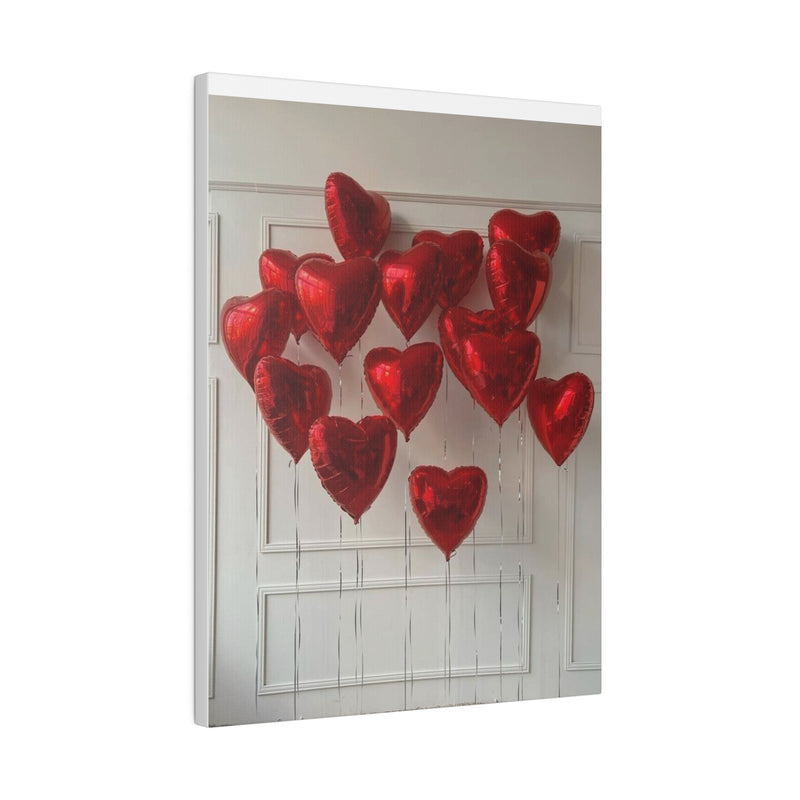 Red Heart Balloons Matte Canvas, Stretched