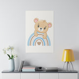 Blue Rainbow Bear Matte Canvas, Stretched