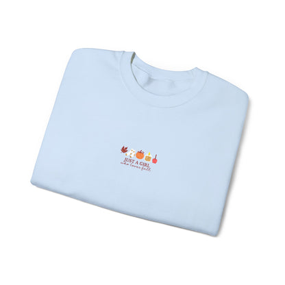 Just a Girl Who Loves Fall Embroidered Crewneck Sweatshirt