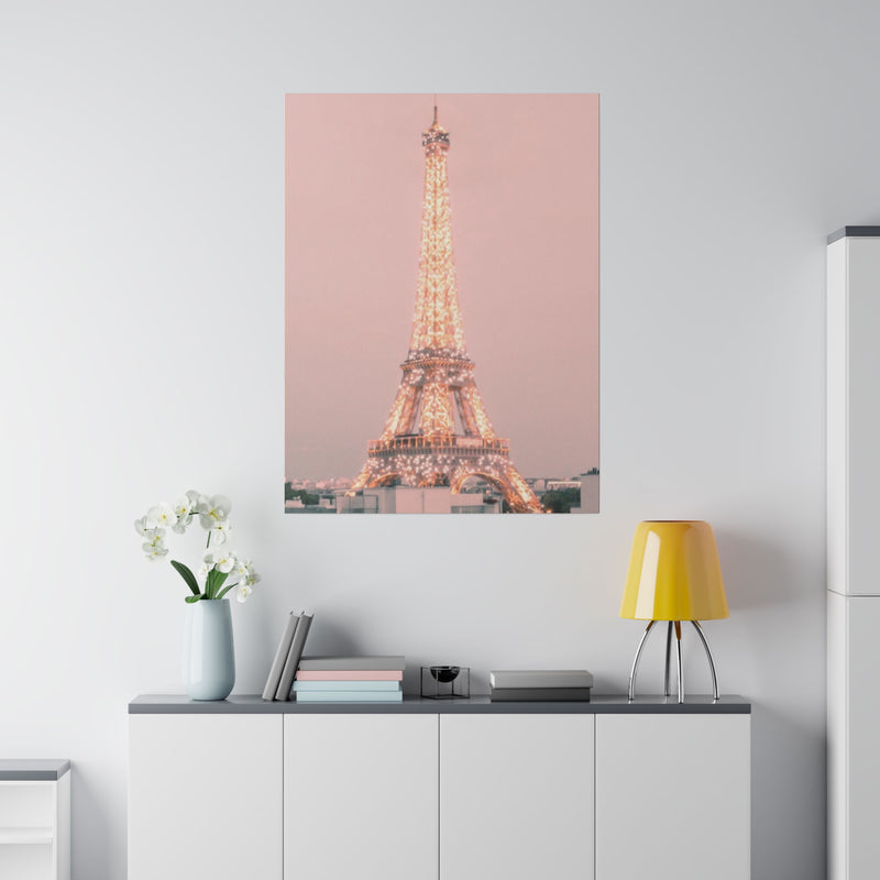 Sunset Paris Eiffel Tower Matte Canvas, Stretched