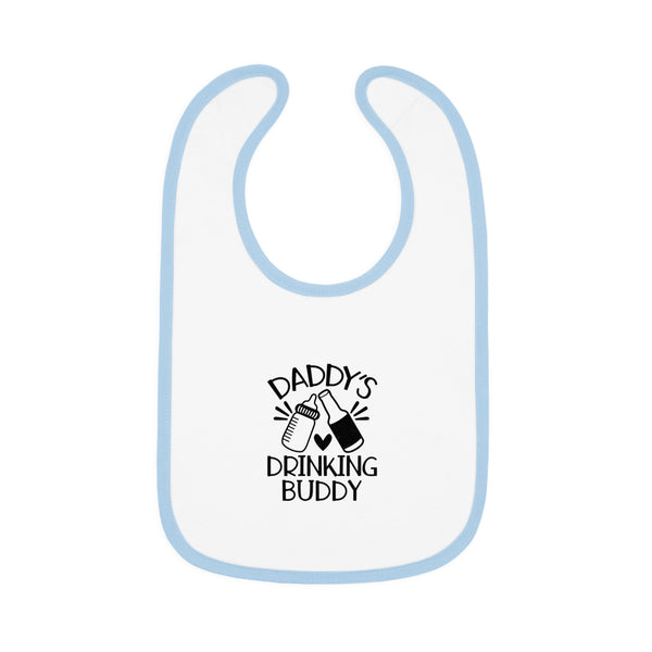 Daddy's Drinking Buddy Baby Contrast Trim Jersey Bib