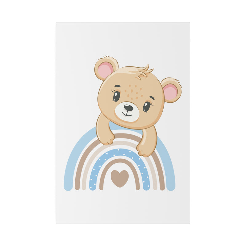 Blue Rainbow Bear Matte Canvas, Stretched