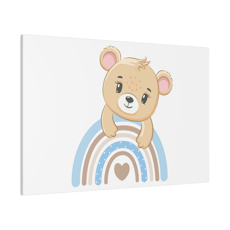 Blue Rainbow Bear Matte Canvas, Stretched