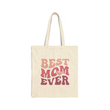 Best Mom Ever Groovy Pink Cotton Canvas Tote Bag