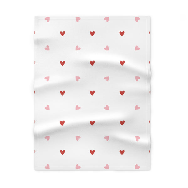 Polka Hearts Soft Fleece Baby Blanket