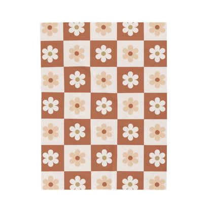 Autumn Checkered Floral Velveteen Plush Blanket