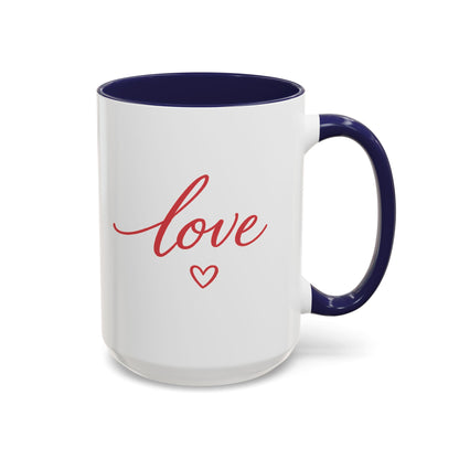 Love Script Accent Coffee Mug – Romantic Heart 11/15oz