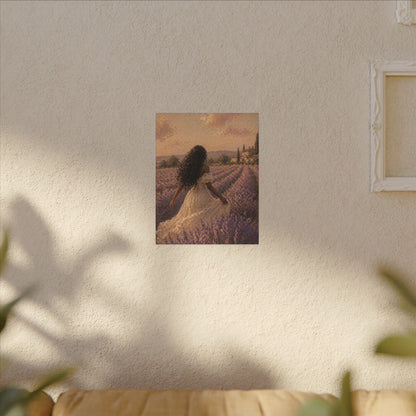 Lavender Field Canvas Print — Woman in Spring Meadow (Matte Stretched)