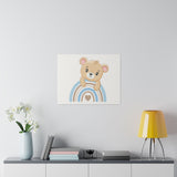 Blue Rainbow Bear Matte Canvas, Stretched