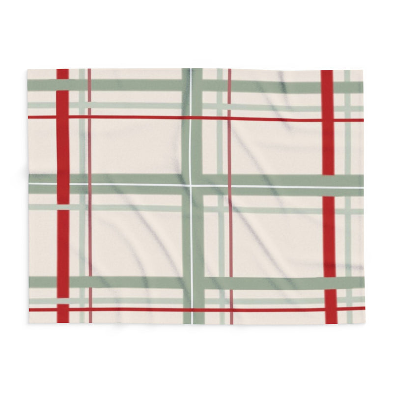 Red and Green Striped Arctic Fleece Blanket