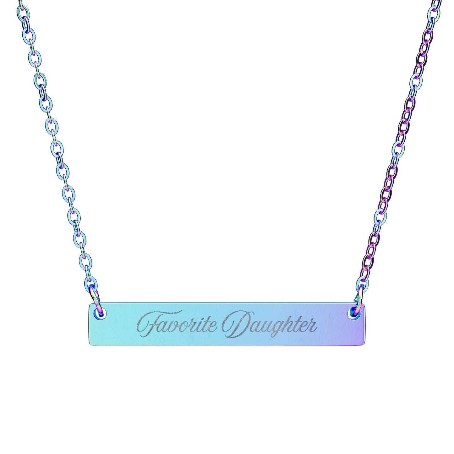 Favorite Daughter Personalized Engraved Horizontal Bar Necklace