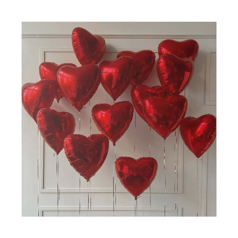 Red Heart Balloons Matte Canvas, Stretched