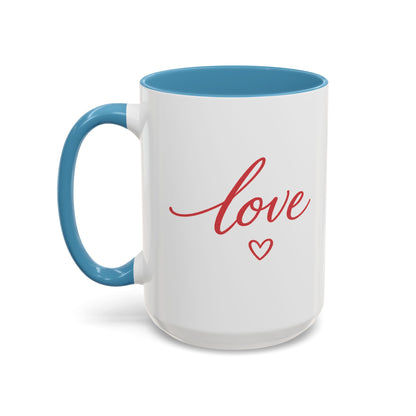 Love Script Accent Coffee Mug – Romantic Heart 11/15oz