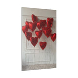 Red Heart Balloons Matte Canvas, Stretched