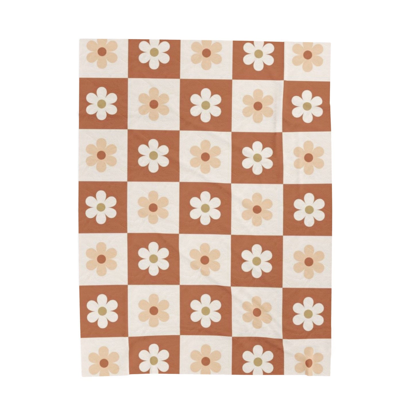 Autumn Checkered Floral Velveteen Plush Blanket