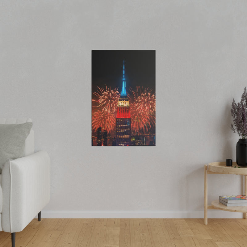 Fireworks in NYC Matte Canvas, Stretched