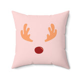 Red Nose Reindeer Faux Suede Square Pillow