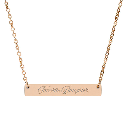 Favorite Daughter Personalized Engraved Horizontal Bar Necklace