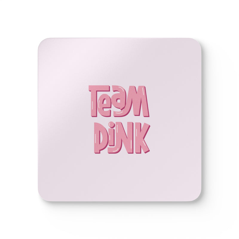 Team Pink Gender Reveal Corkwood Coaster Set