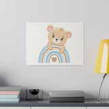 Blue Rainbow Bear Matte Canvas, Stretched