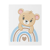 Blue Rainbow Bear Matte Canvas, Stretched