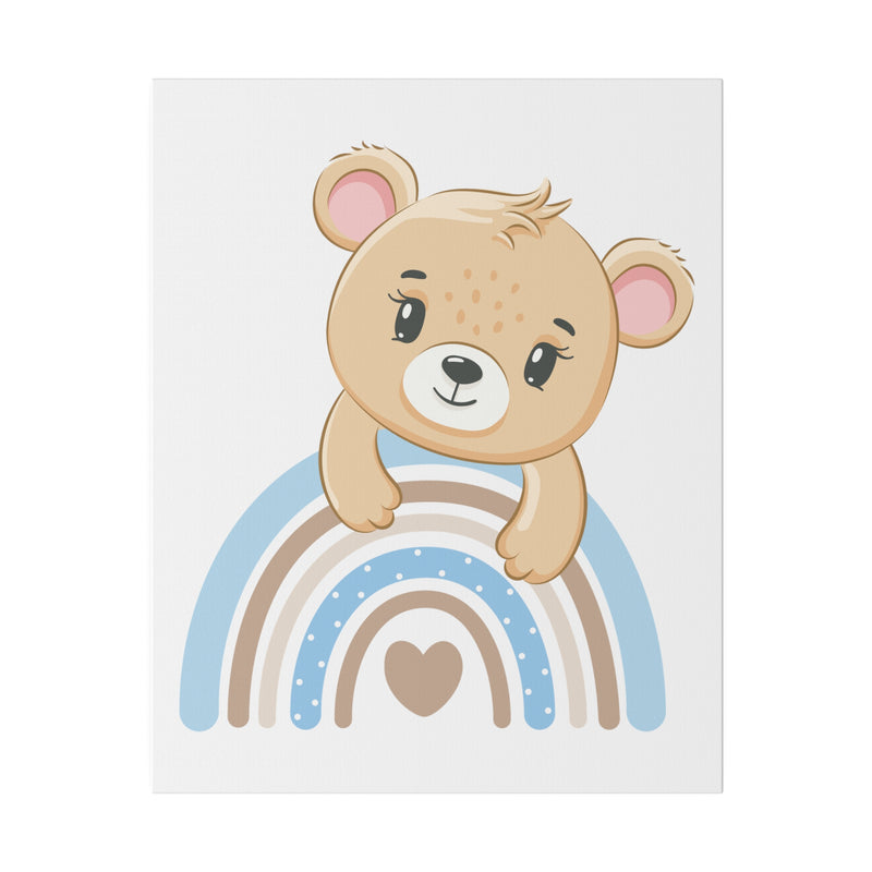 Blue Rainbow Bear Matte Canvas, Stretched