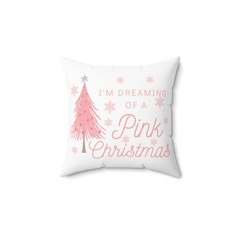 Dreaming of a Pink Christmas Faux Suede Square Pillow