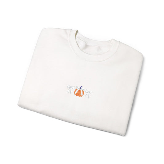 Coquette Pumpkin Embroidered Crewneck Sweatshirt