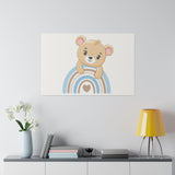 Blue Rainbow Bear Matte Canvas, Stretched