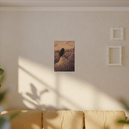 Lavender Field Canvas Print — Woman in Spring Meadow (Matte Stretched)