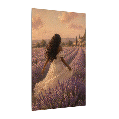 Lavender Field Canvas Print — Woman in Spring Meadow (Matte Stretched)
