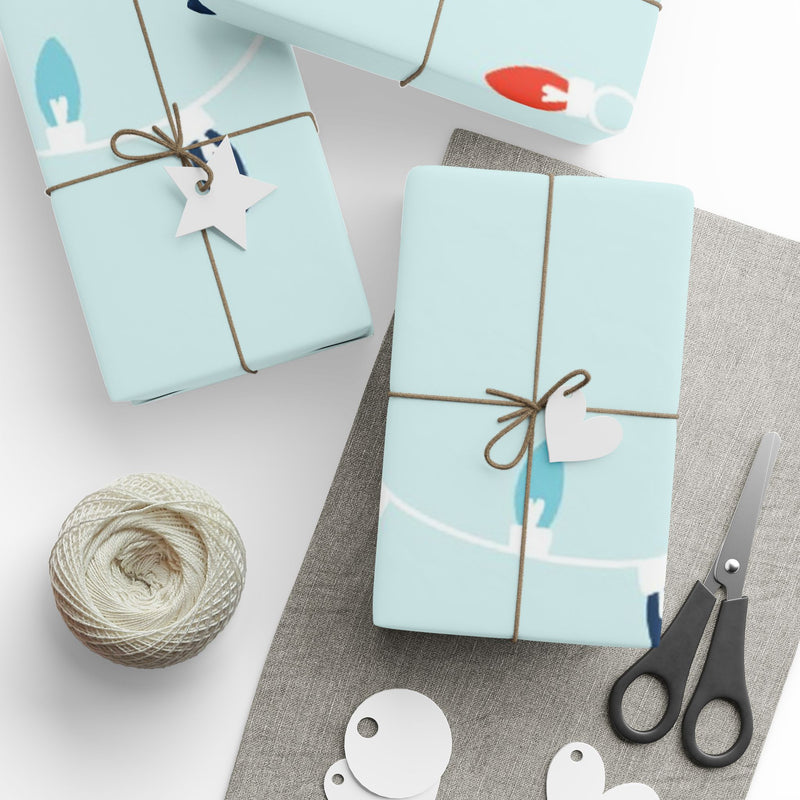 Christmas Light Blue Strings Wrapping Papers