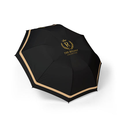 The Regent Collection Semi-Automatic Foldable Luxury Umbrella Black with Gold Stripe