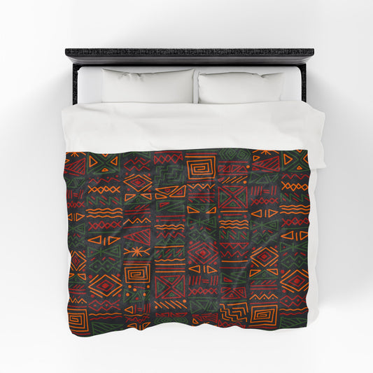 Kente Cloth Velveteen Plush Blanket