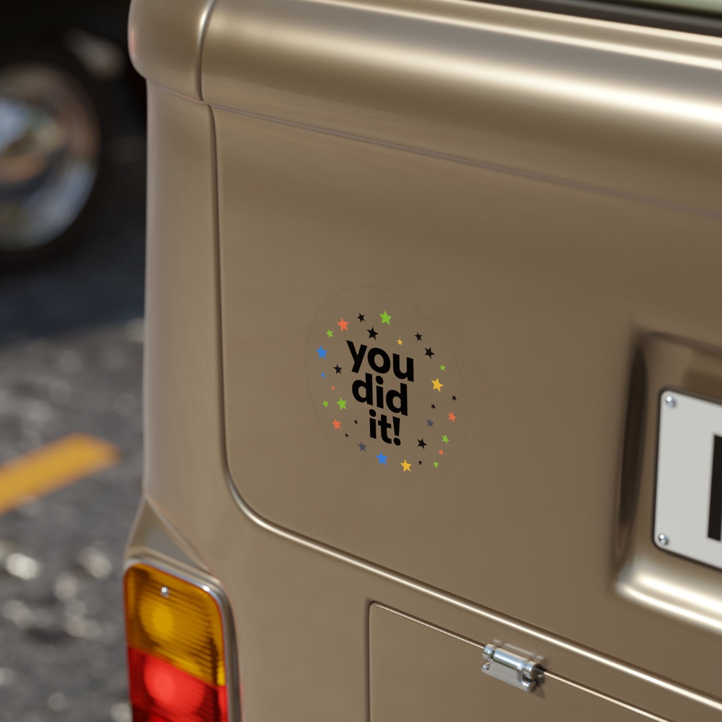 You Did It! Round Transparent Outdoor Sticker — Celebration Reward Decal