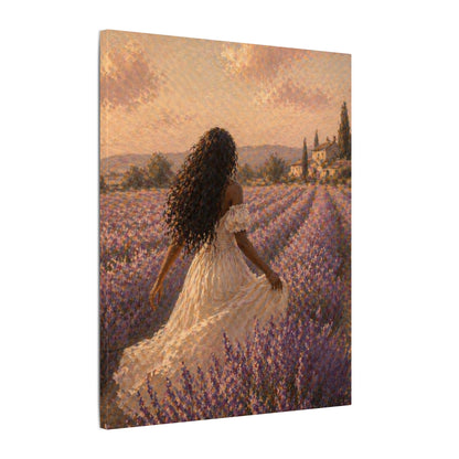 Lavender Field Canvas Print — Woman in Spring Meadow (Matte Stretched)