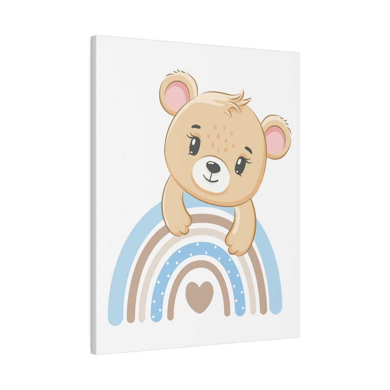 Blue Rainbow Bear Matte Canvas, Stretched