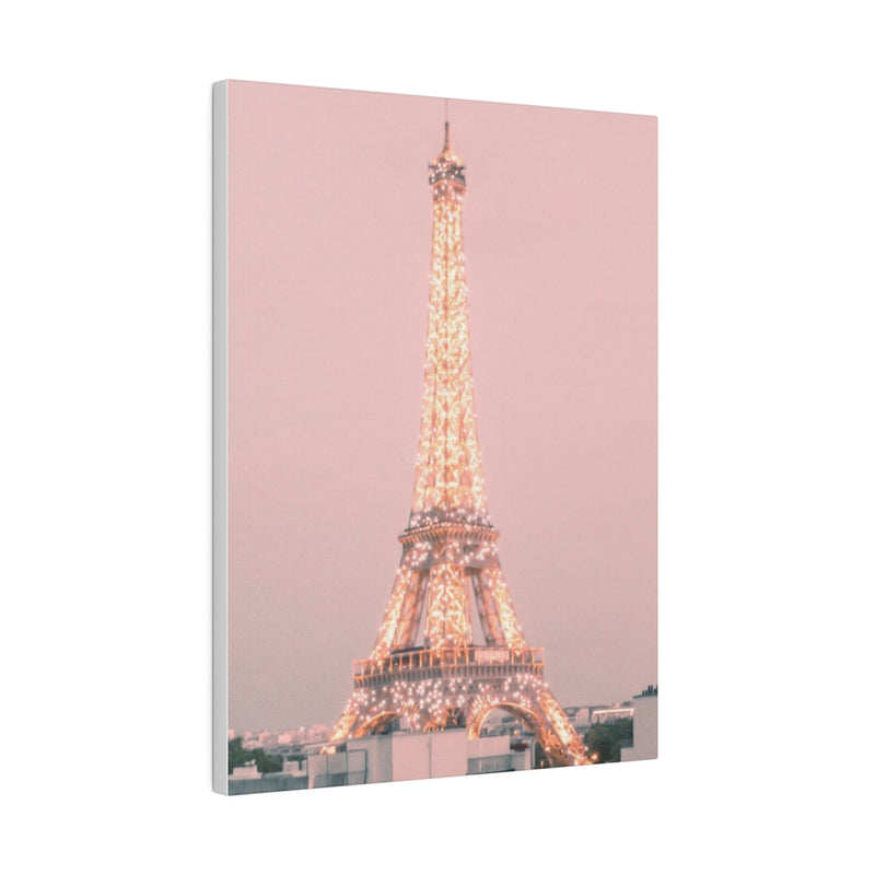 Sunset Paris Eiffel Tower Matte Canvas, Stretched