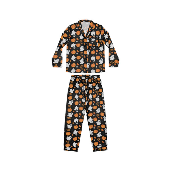 Boo Pumpkins Black Satin Pajama Set