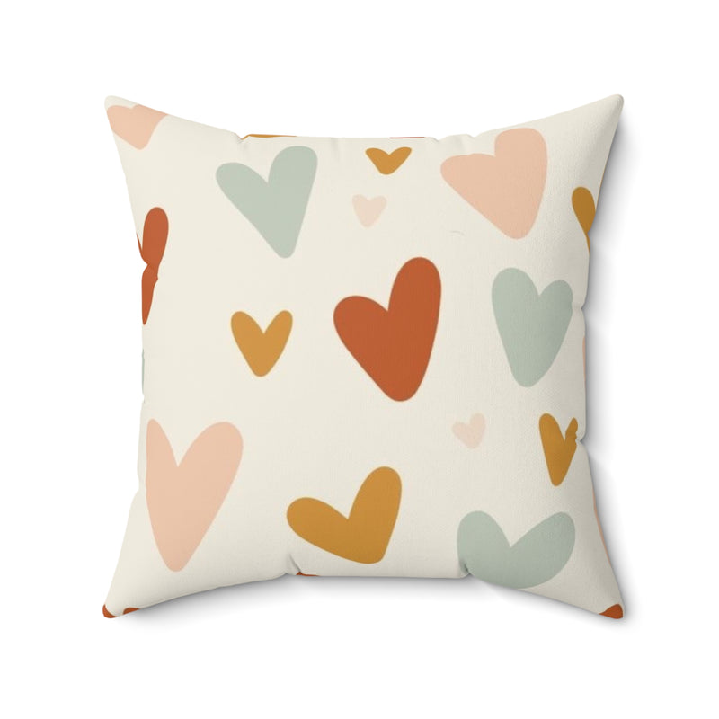 Holiday Hearts Faux Suede Square Pillow