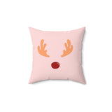 Red Nose Reindeer Faux Suede Square Pillow