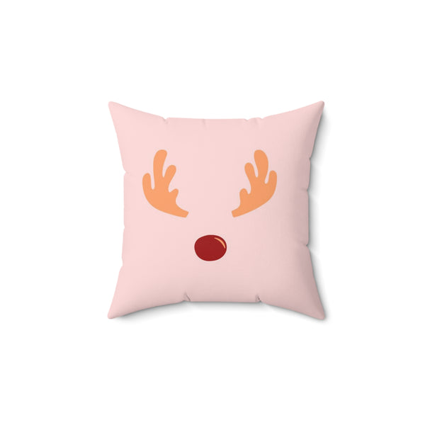 Red Nose Reindeer Faux Suede Square Pillow